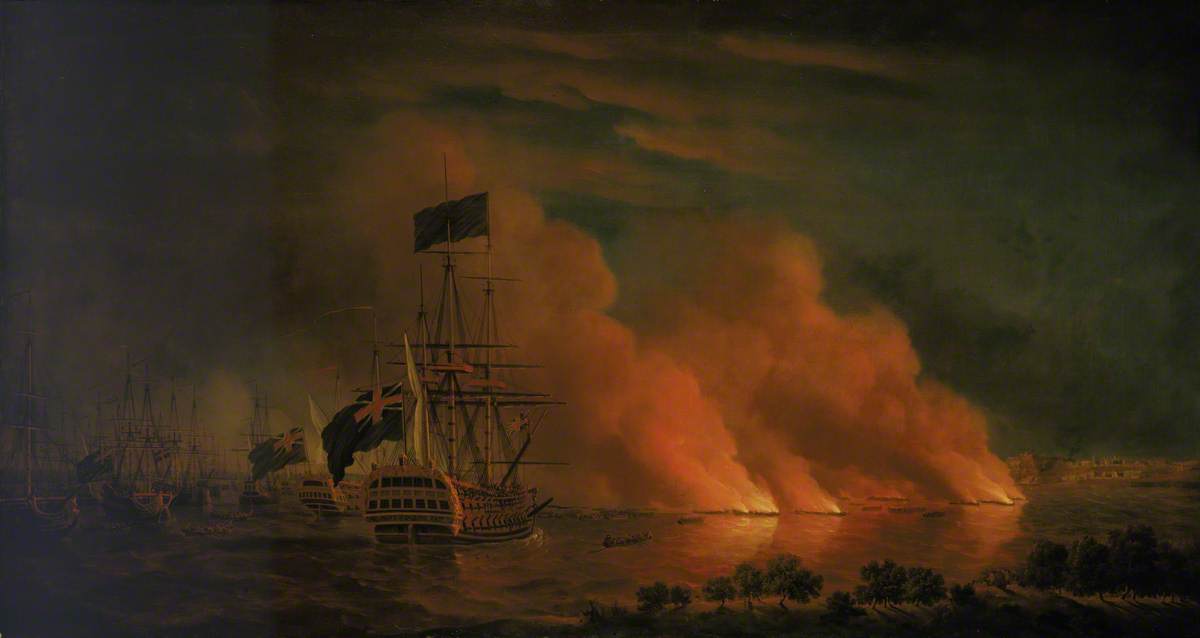 French Firerafts Attacking the English Fleet off Quebec, 28 June 1759