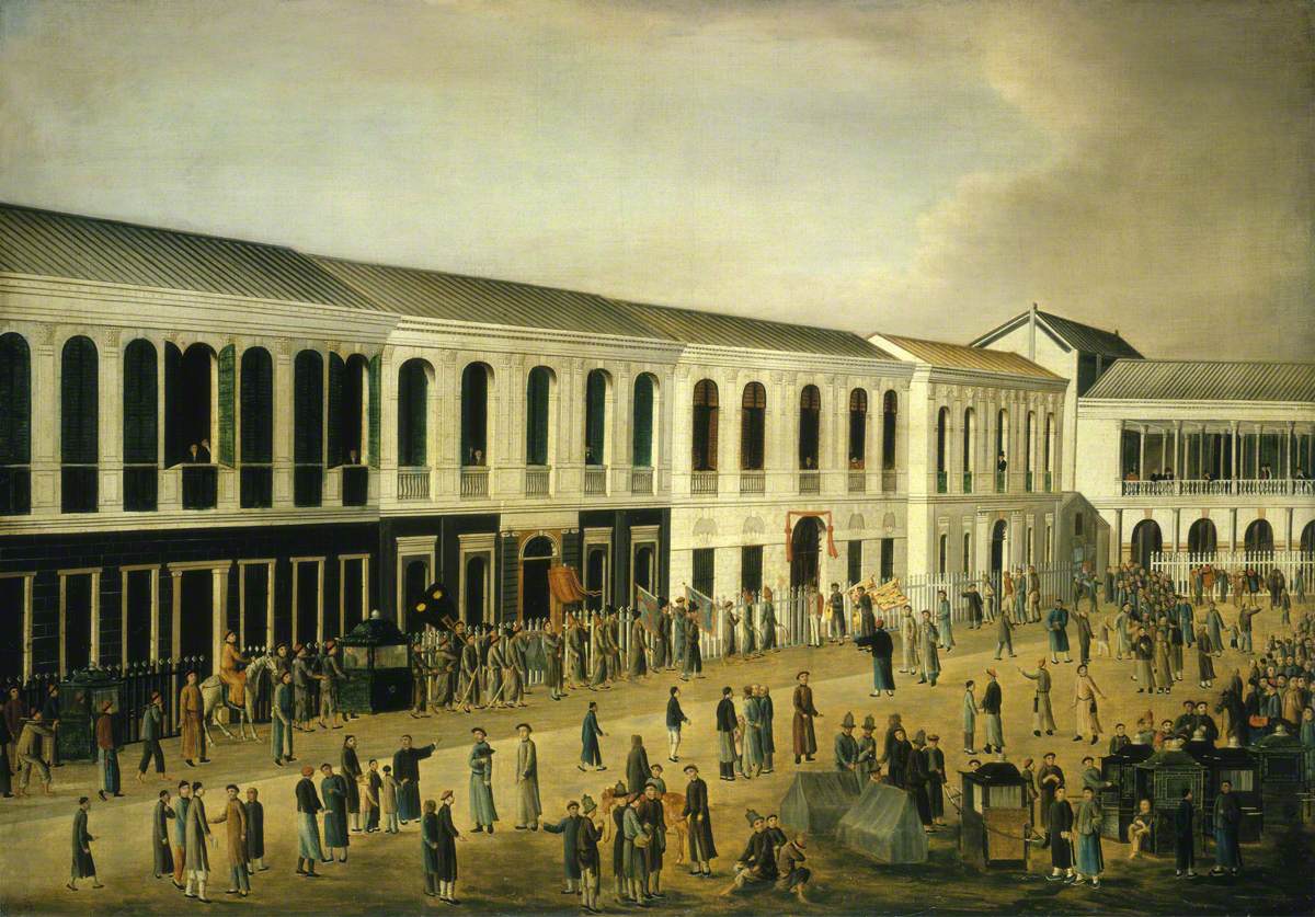 Trial of Four British Seamen at Canton, 1 October 1807: Scene Outside the Court
