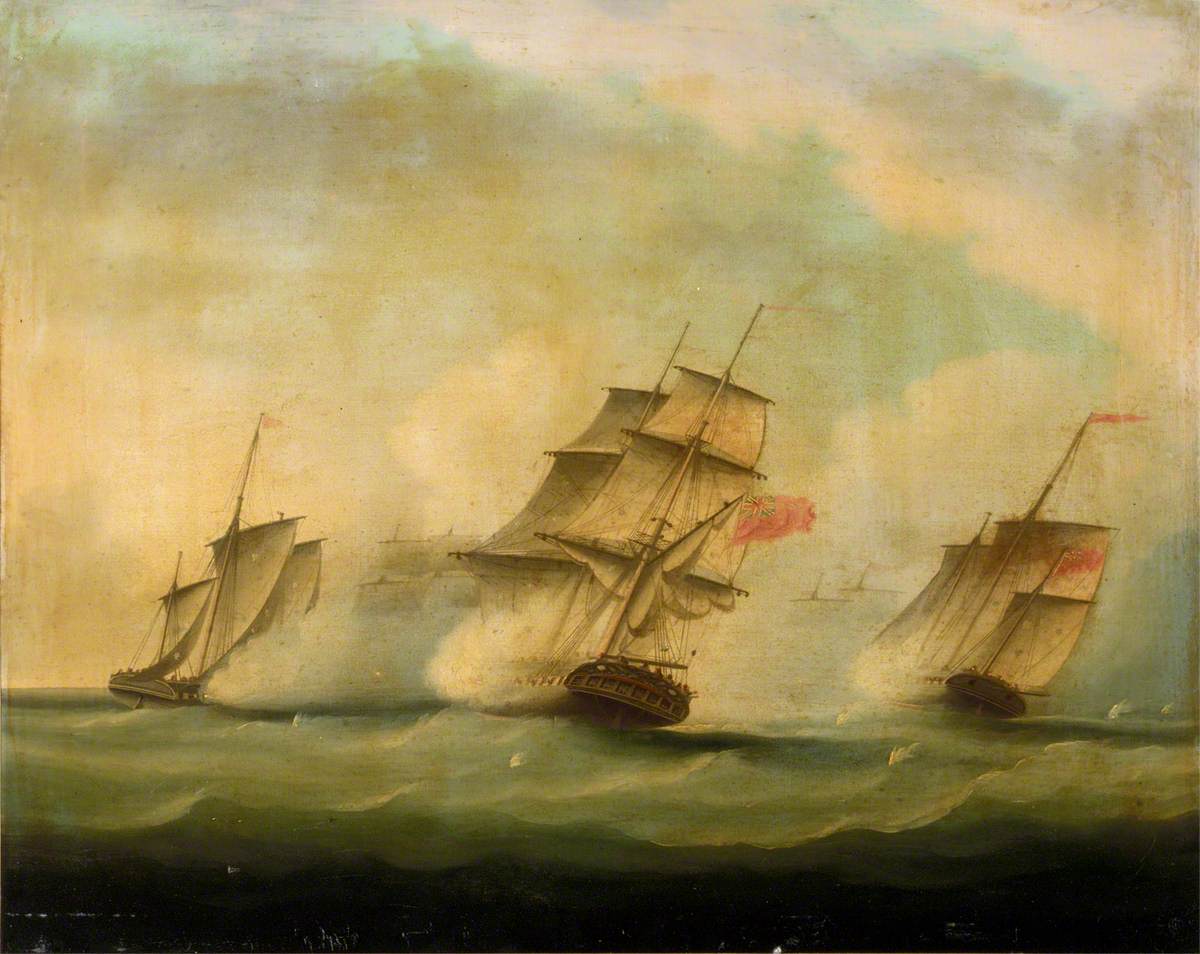 HMS 'Lynx' and 'Monkey' Capturing Three Danish Luggers, 12 August 1809