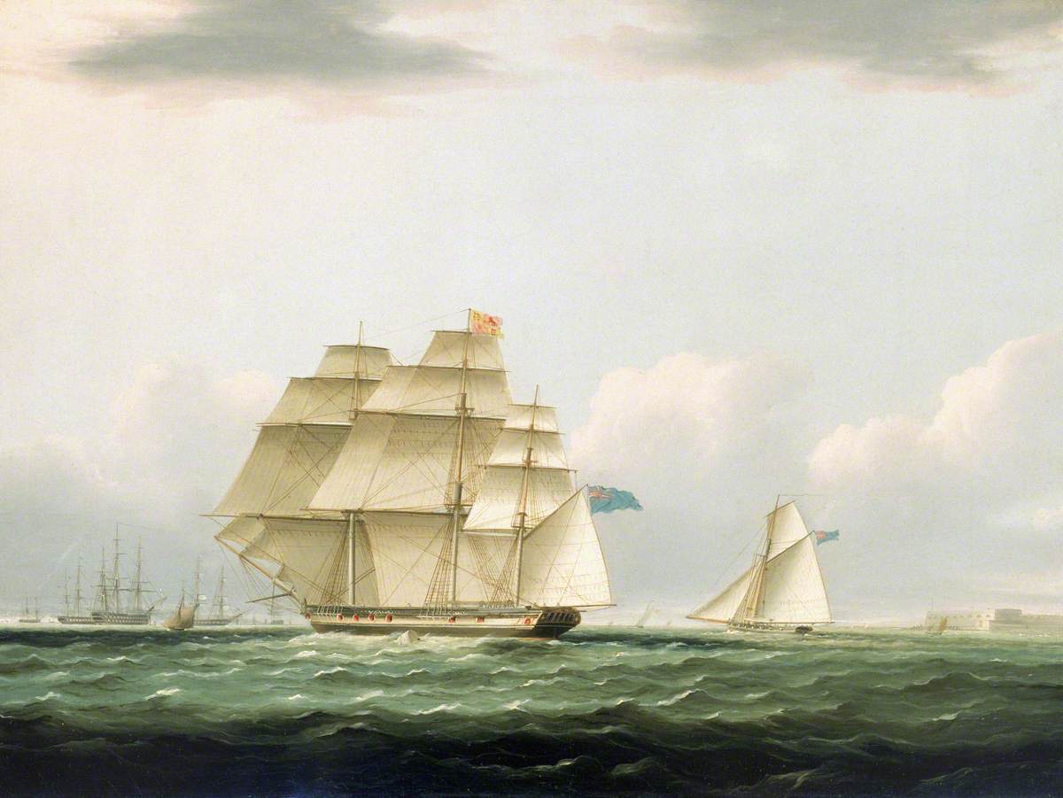 The Yacht 'Royal Sovereign' with the Duchess of Clarence on Board, Leaving Portsmouth to View the Visiting Russian Squadron Anchored in Spithead, 8 August 1827