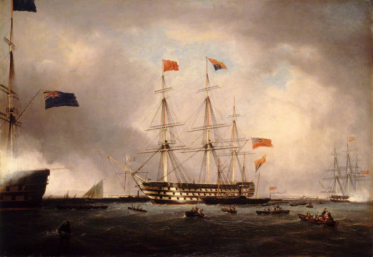 Queen Victoria's Visit to HMS 'Queen' at Portsmouth, 1 March 1842