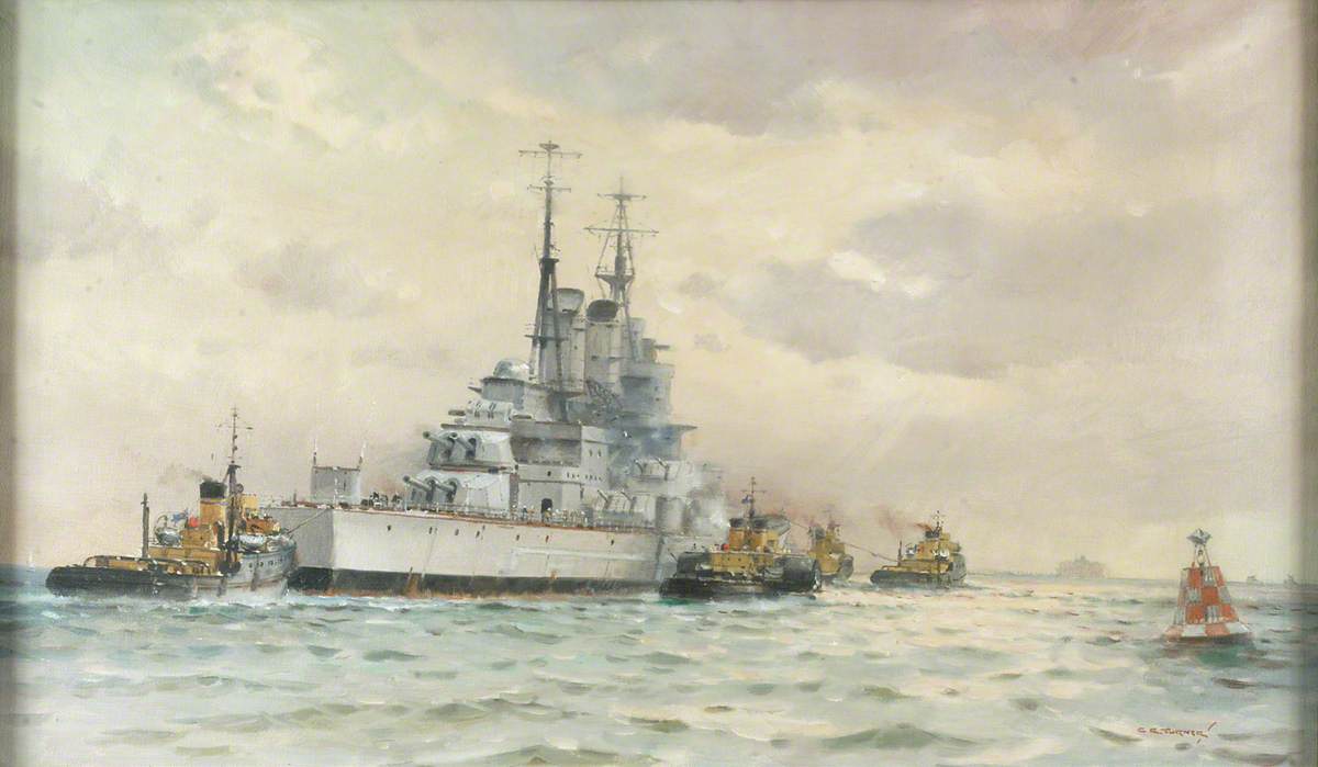 HMS 'Vanguard' Leaving Portsmouth for the Breakers, 4 August 1960