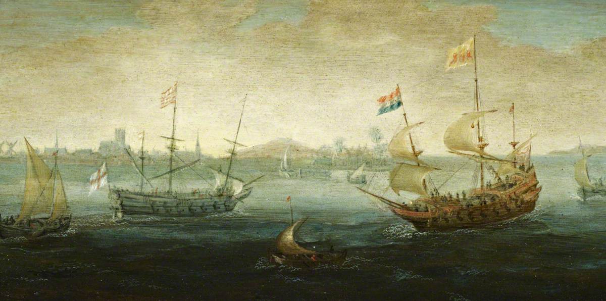 A Dutch and an English Ship off a Harbour