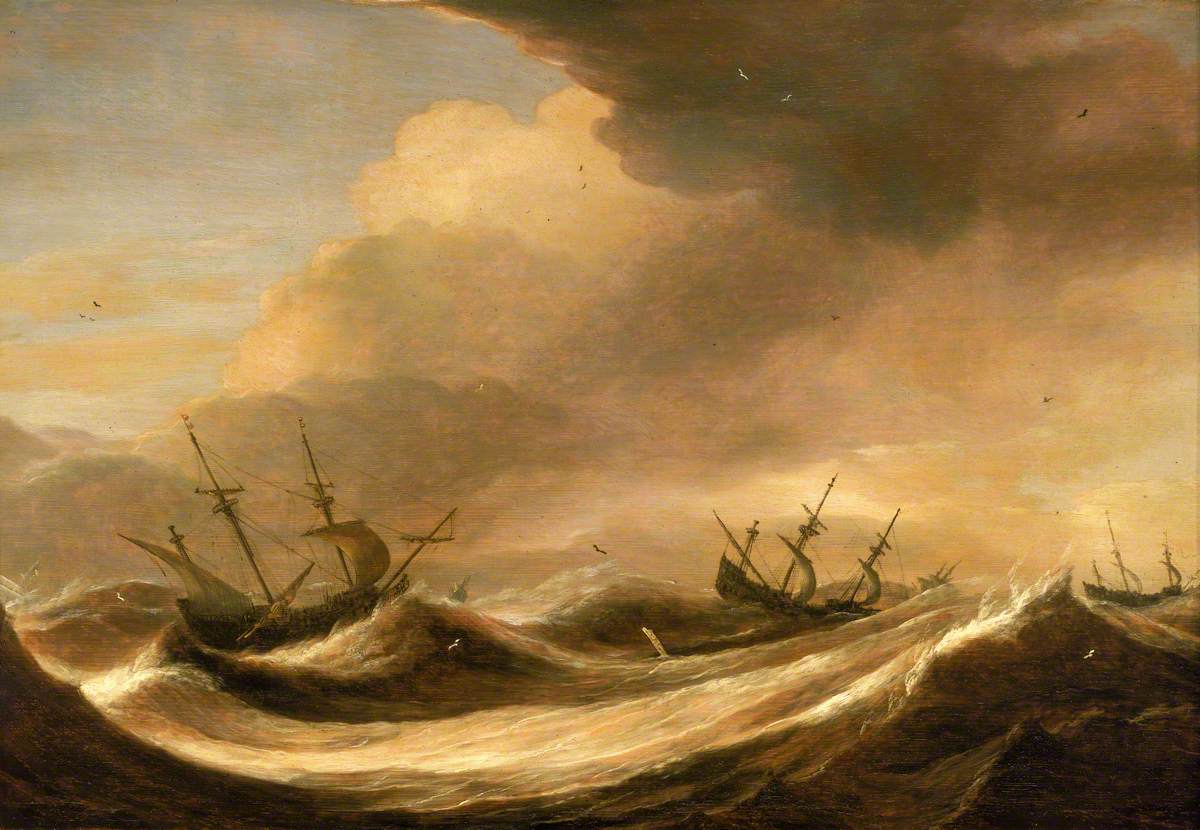 Ships in a Heavy Sea Running Before a Storm