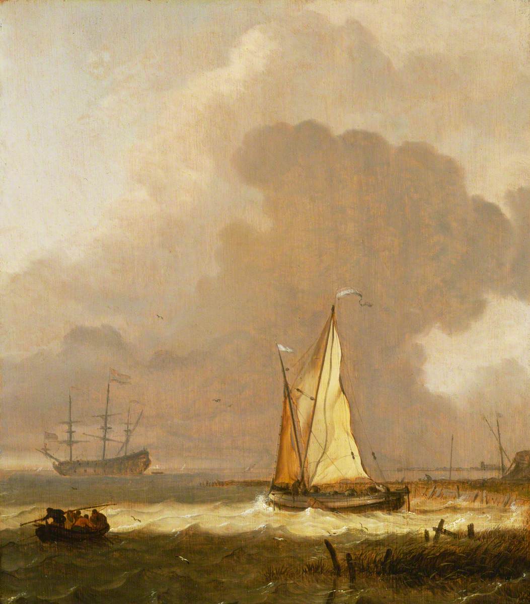 A Kaag Leaving the Shore in Stormy Weather