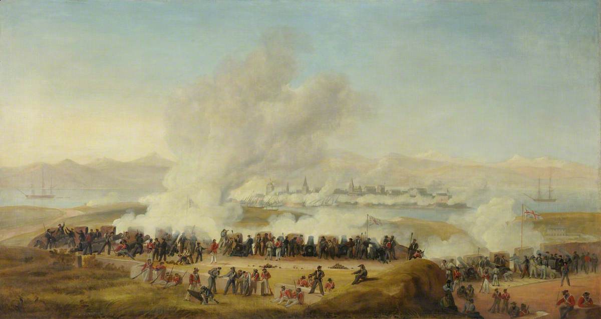 Manning the Guns: British Bluejackets Firing on a French Island Fort, c.1810
