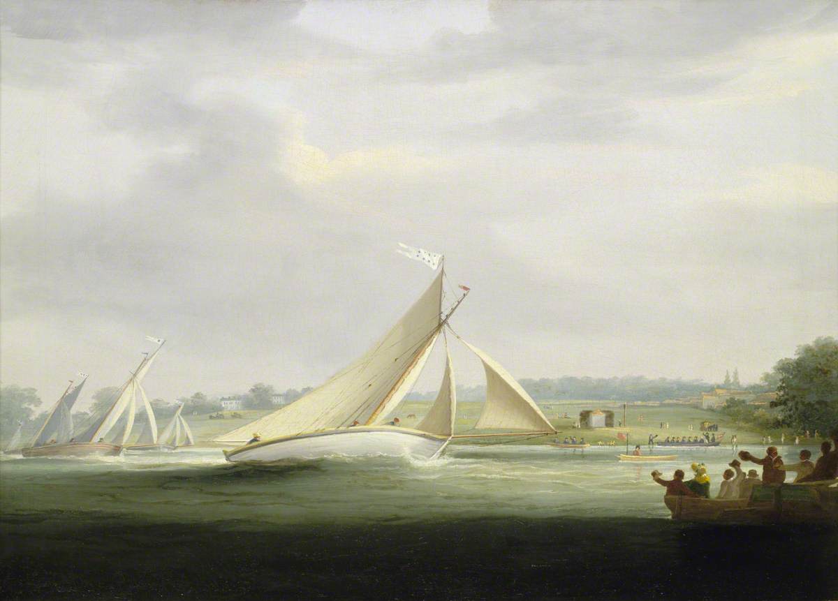 Yachts of the Cumberland Society Racing on the Thames, c.1815