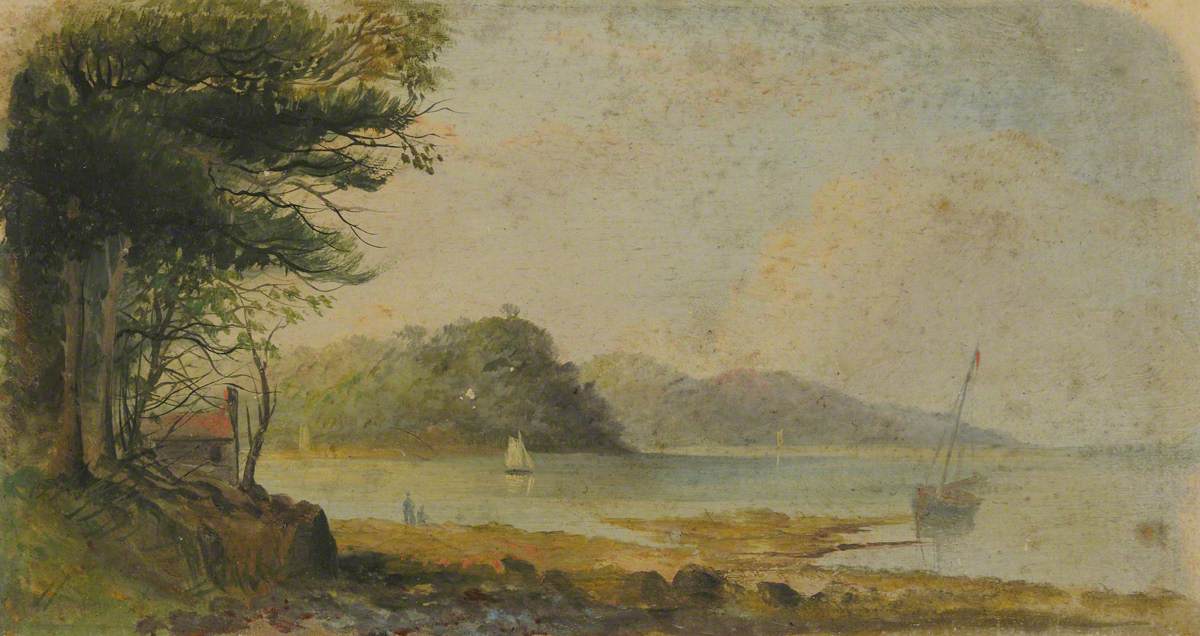 A River Scene with a Beached Dinghy
