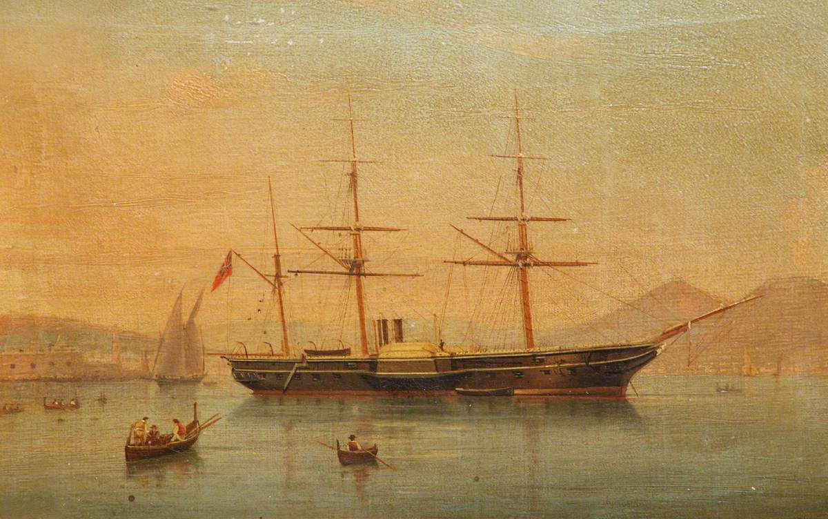 A Paddle Frigate at Anchor off Naples