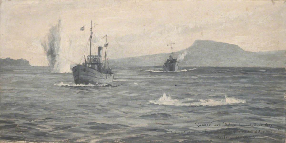 HMS' Lanner' and 'Salvia' under Bomb Attack in Suda Bay, 1941
