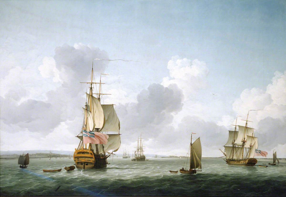 A Two-Decker and a Frigate Running into the Thames off Gravesend