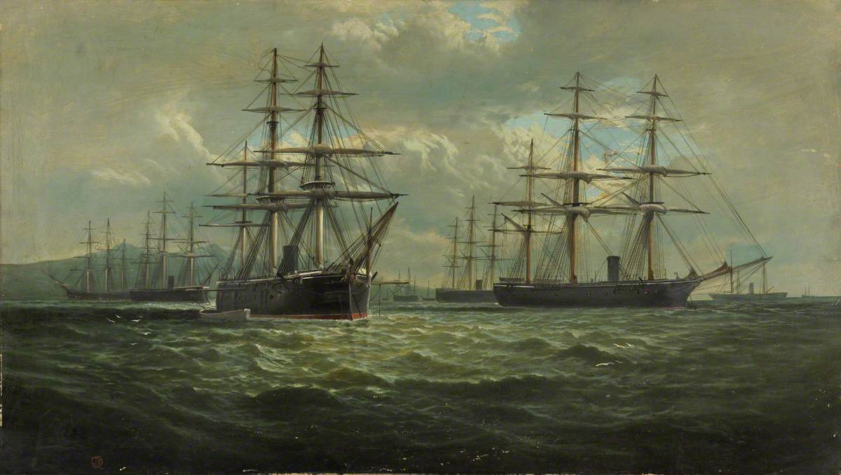 HMS 'Alexandra' with HMS 'Monarch' at Anchor in Besika Bay