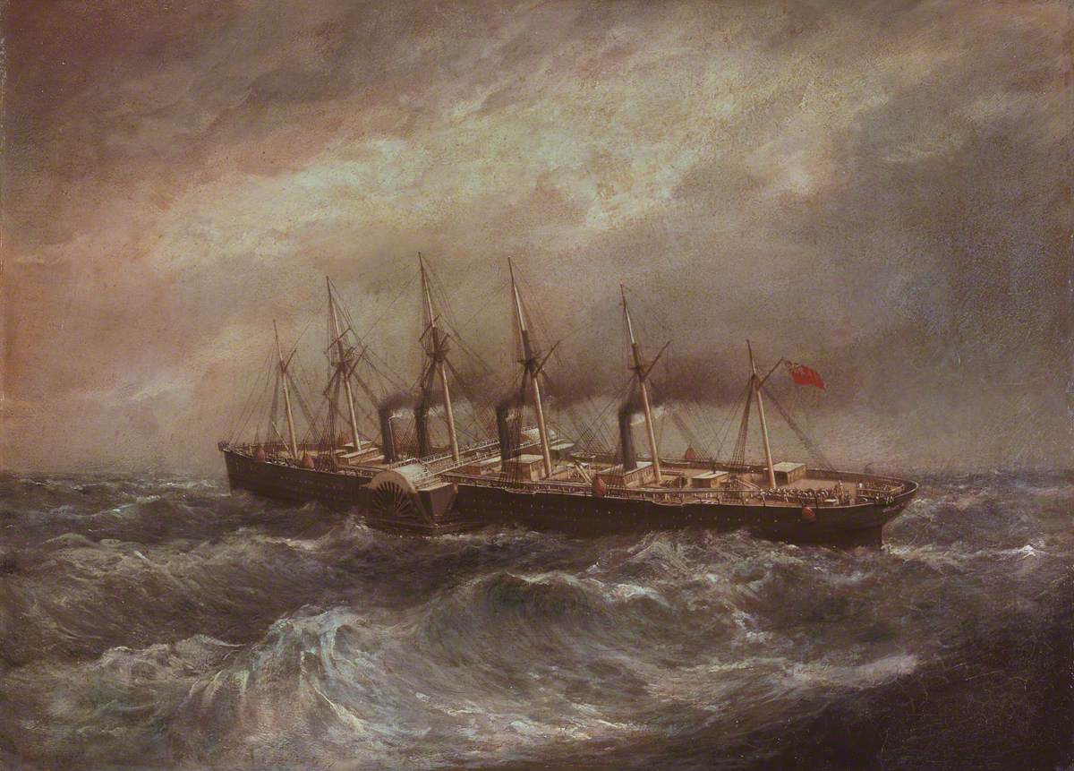 The Steamship 'Great Eastern' Laying the First Successful Atlantic Cable