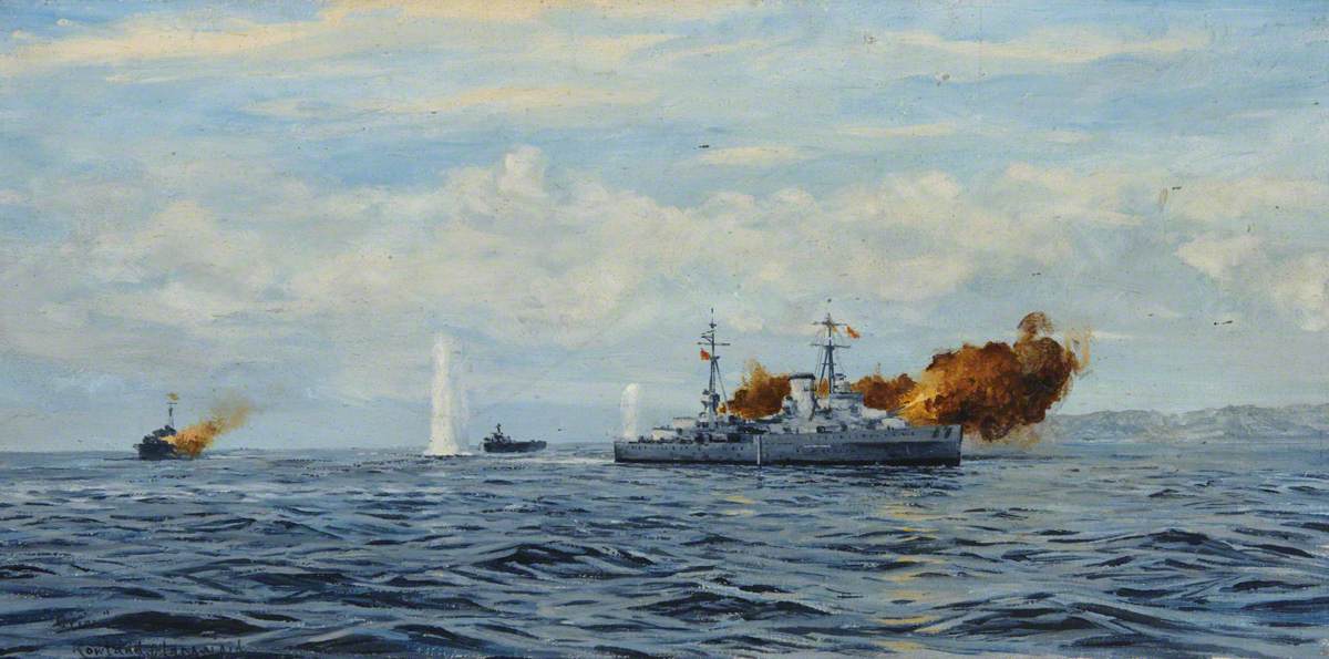 HMS 'Orion' Bombarding a Coast