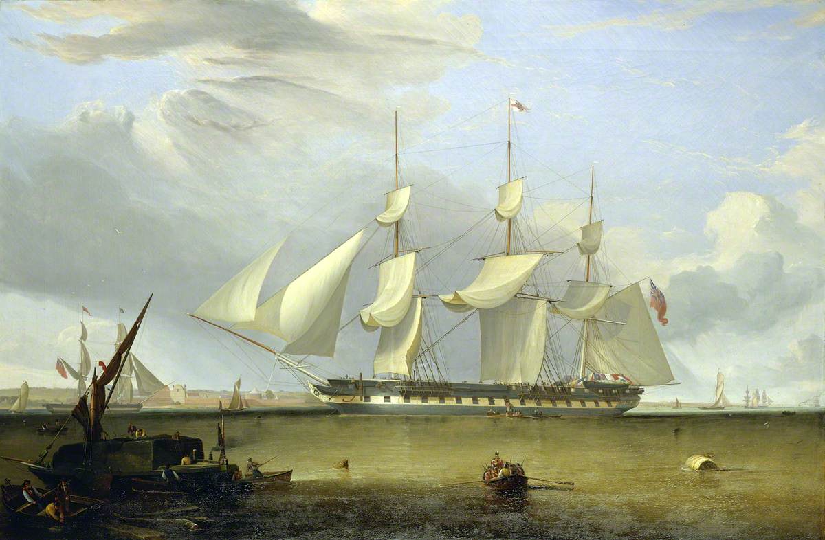 The East Indiaman 'Prince of Wales' Disembarking Troops off Gravesend, 1845