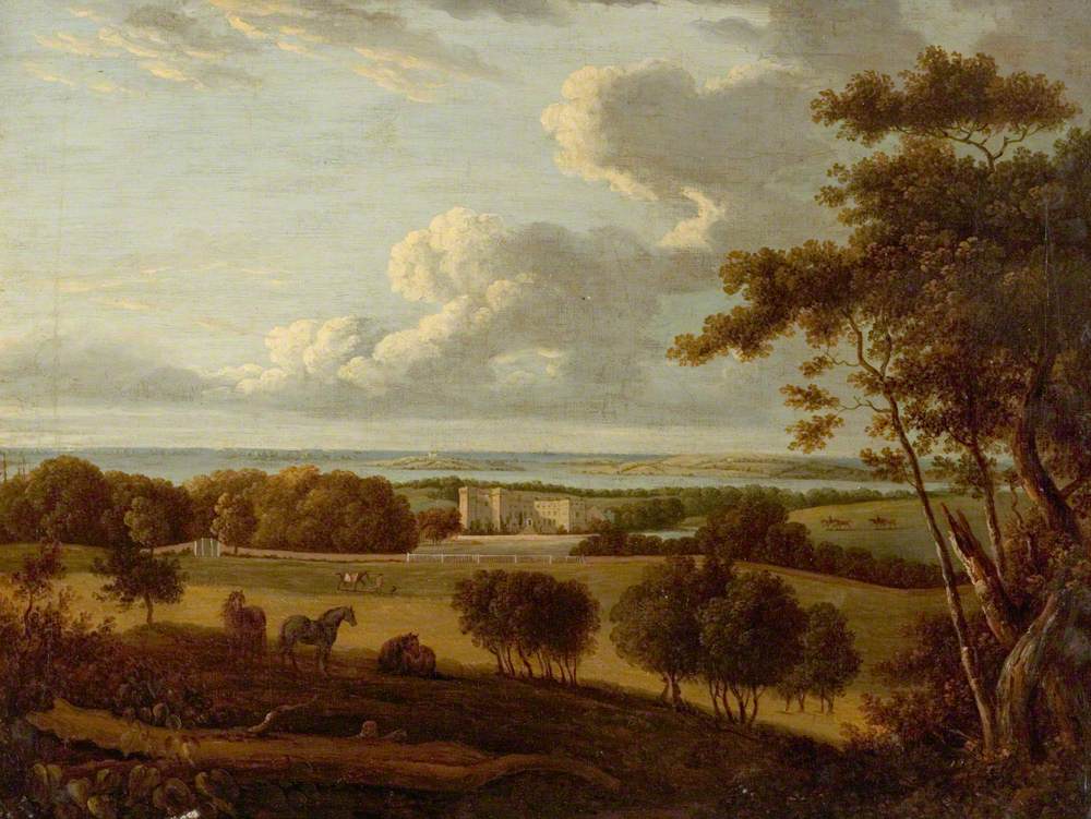 Landscape near the Coast (View of a Mansion with the Sea in the Distance)