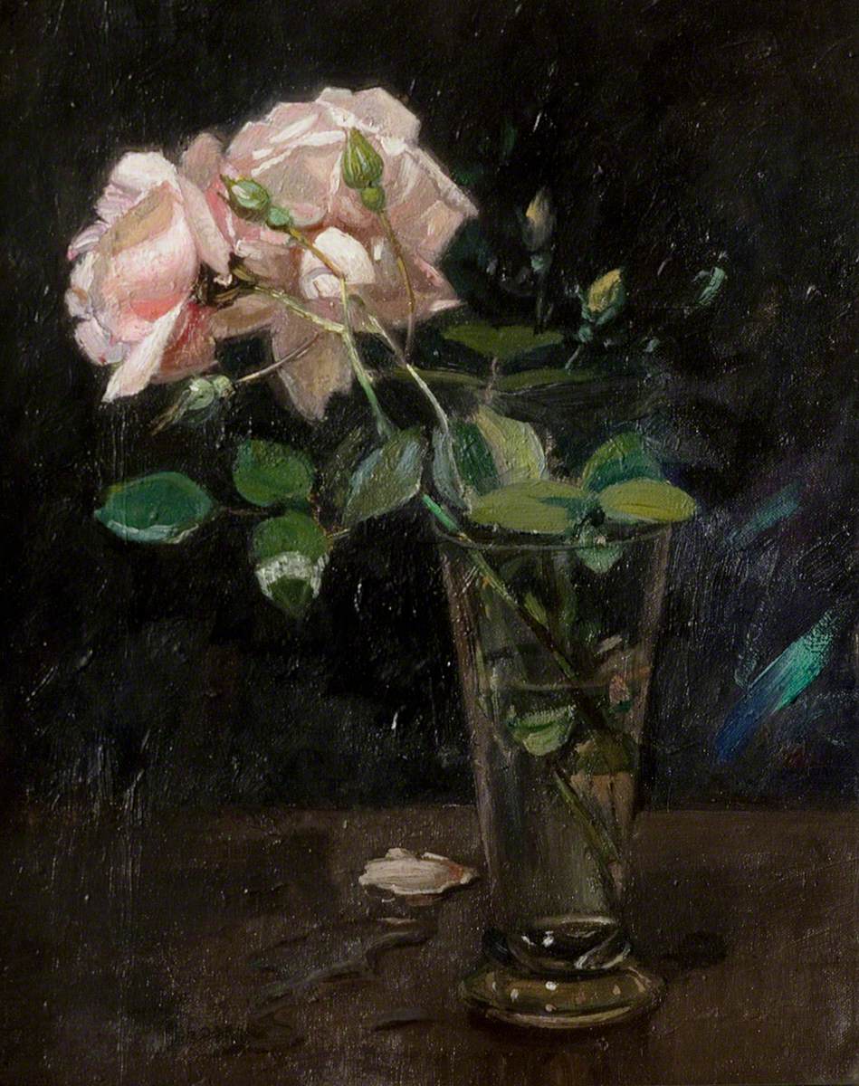 Pink Roses in a Glass Vase
