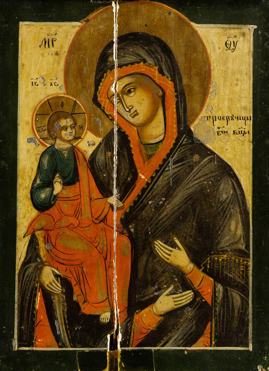 Icon with the Virgin of the Three Hands Holding Jesus
