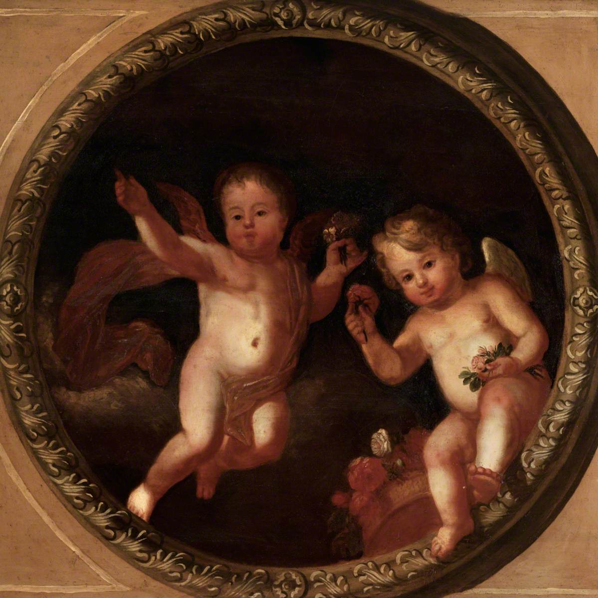 Two Putti with Flowers
