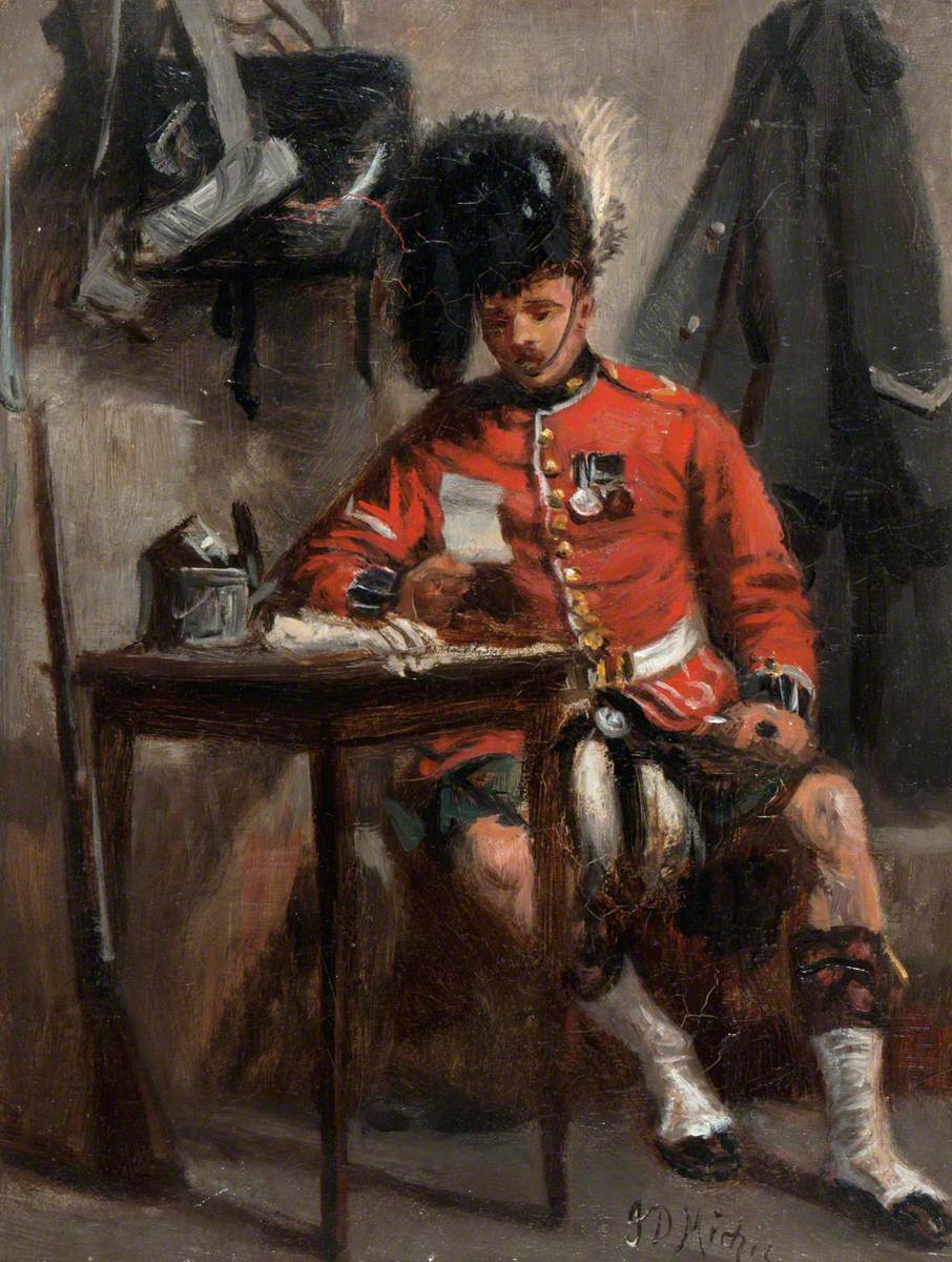 A Lance Corporal of the Cameron Highlanders Reading a Letter
