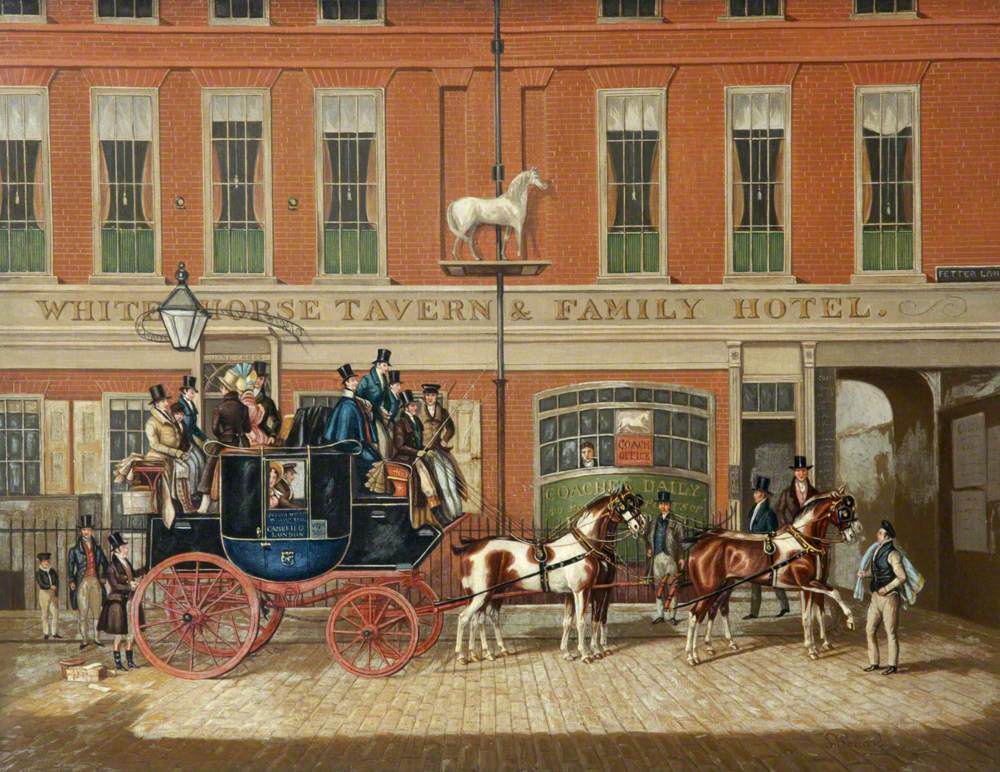 The Cambridge Telegraph Coach at the' White Horse Tavern & Family Hotel', Fetter Lane, London