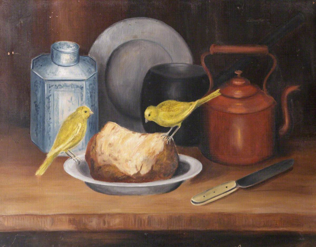 Still Life with Canaries (?) and Bread