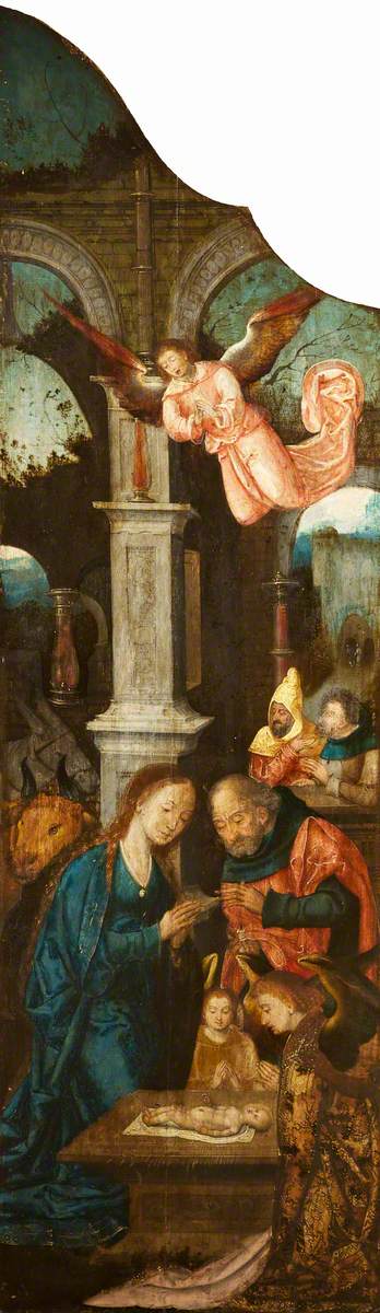 The Dyrham Triptych: The Nativity by Night with Shepherds