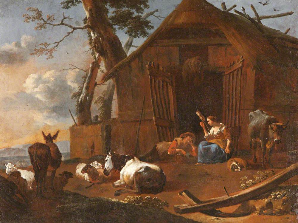 Farmyard with Cattle and Figures