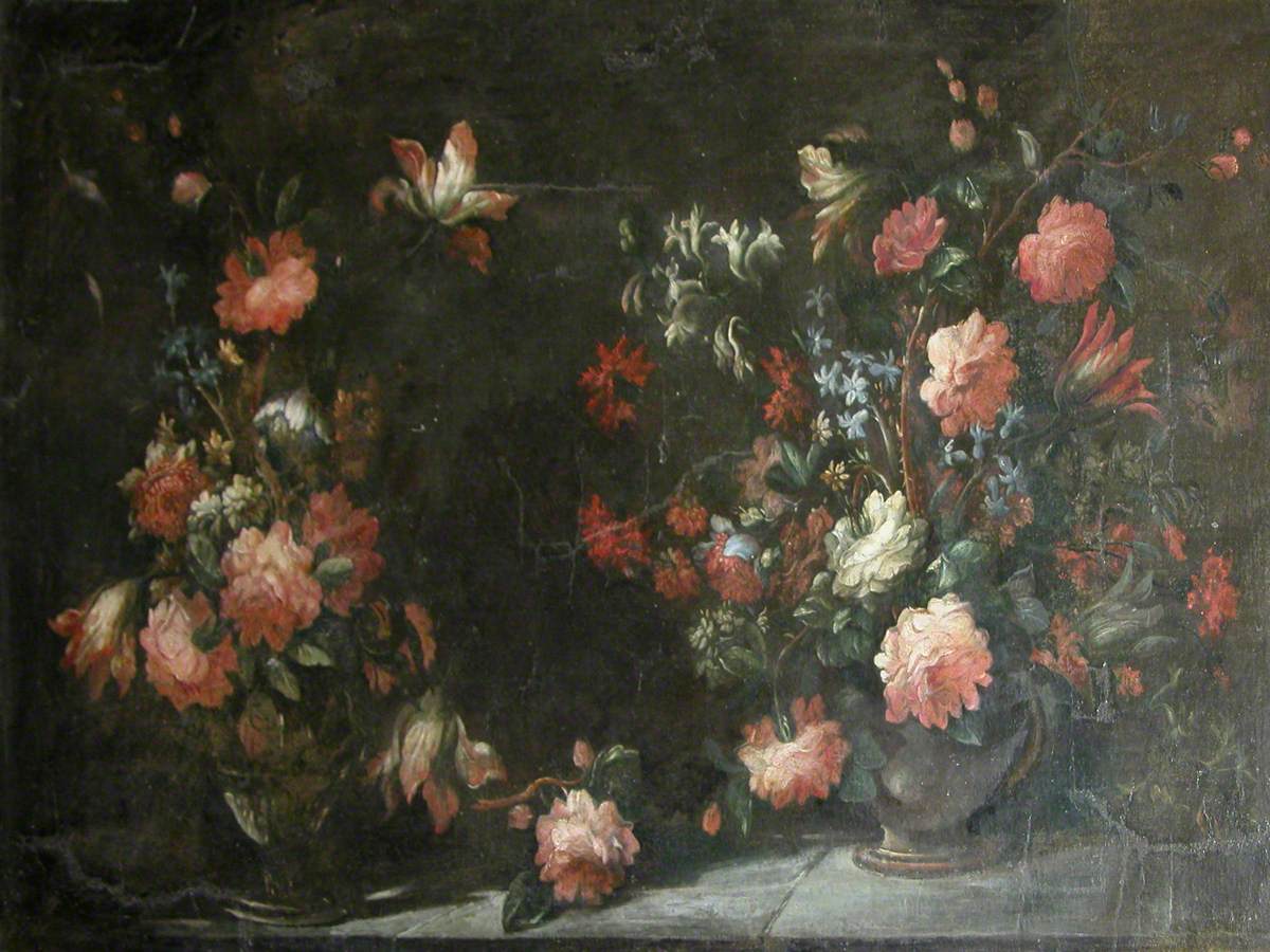 Still Life of Two Jugs with Flowers and Insects