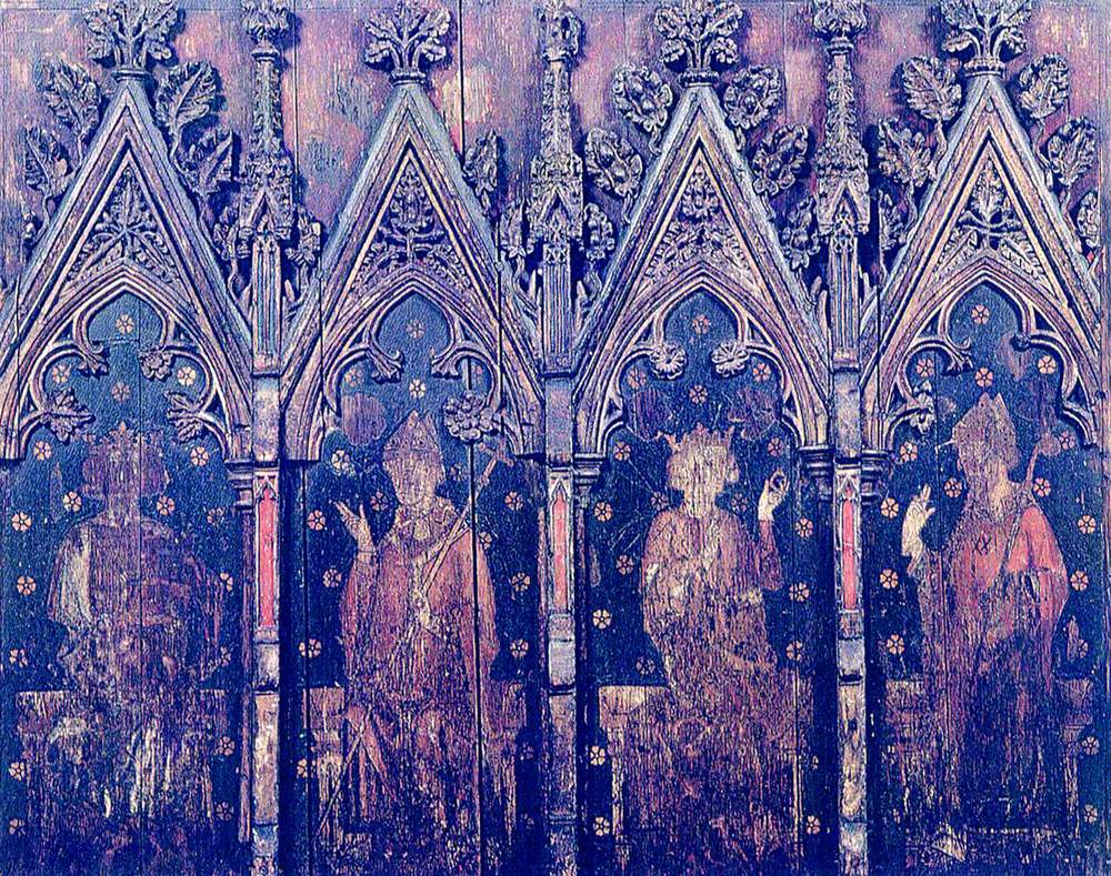 Painted Screen: Saint Edmund, Thomas Beckett, Saint Edward the Confessor and a Mitred Bishop