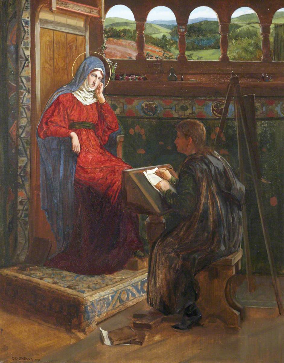 Saint Luke Writing His Gospel at the Dictation of the Virgin Mary