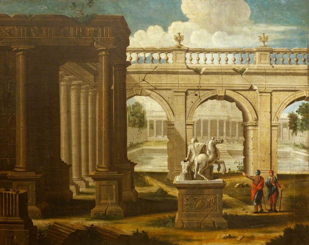 A Capriccio of Classical Architecture and Sculpture, with Two Figures