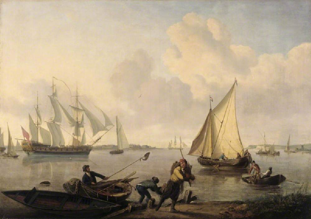 Men-of-War and Other Shipping in a Calm