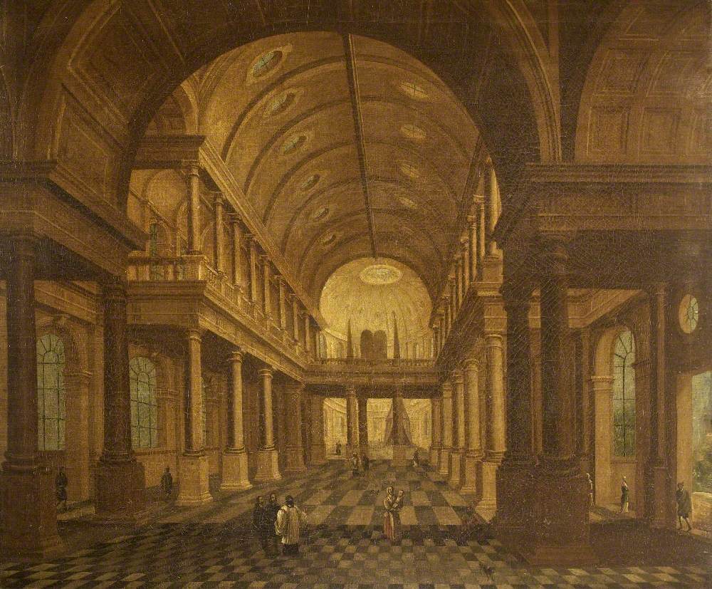 A Church Interior, Looking East, with Figures
