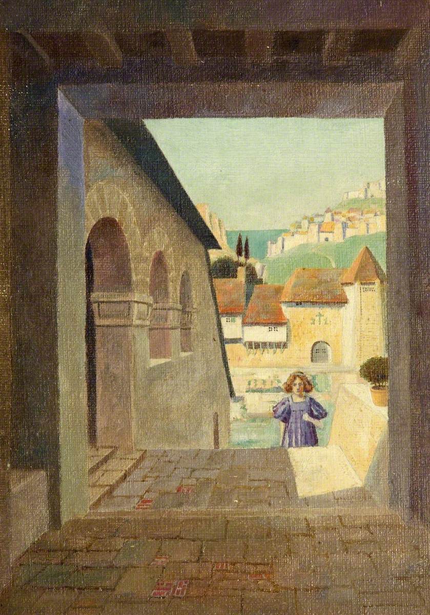 Girl Ascending a Staircase in a Walled Town