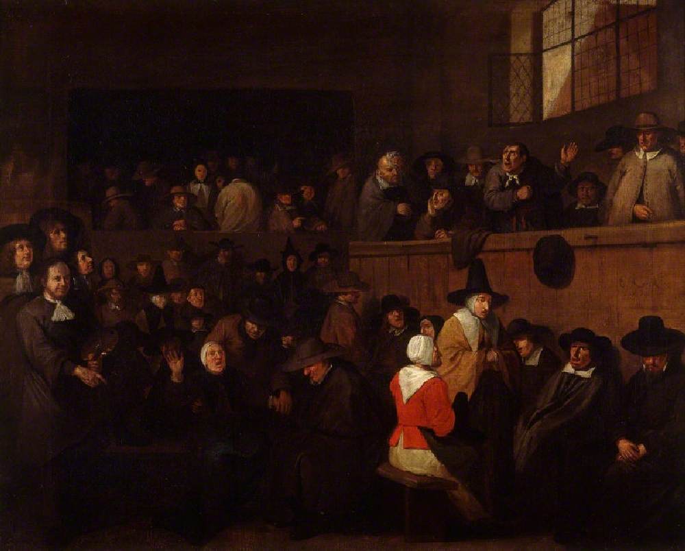 A Quaker Meeting with a Self Portrait