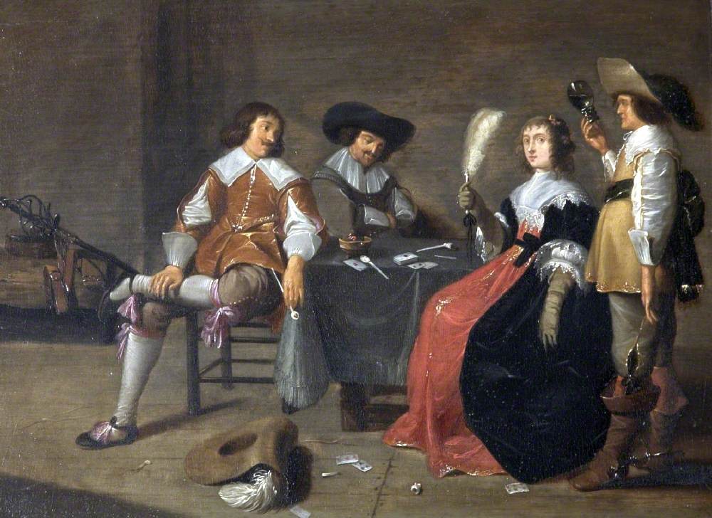 Three Cavaliers and a Lady Playing Cards