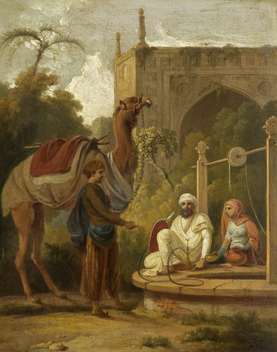Indian Scene: Figures and a Camel at a Well