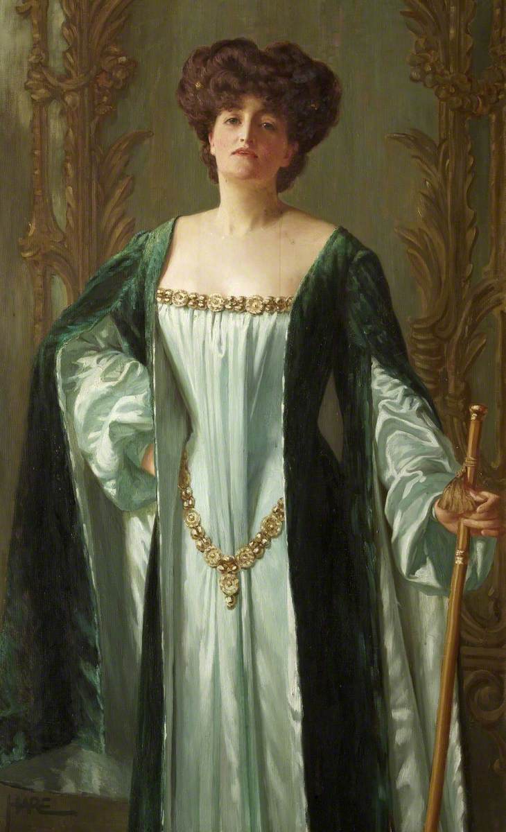 Alda Weston (d.1947), Lady Hoare, in a Green Cloak