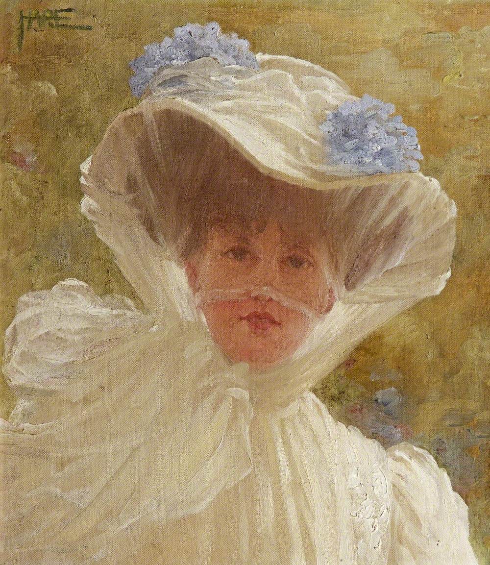 Alda Weston (d.1947), Lady Hoare, in a White Hat
