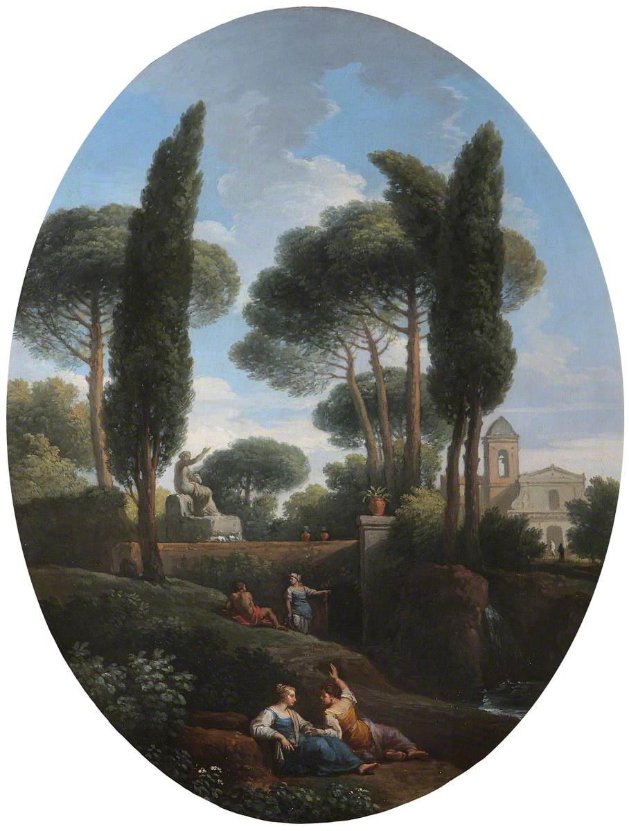 A Classical Landscape with Two Reclining Women Conversing