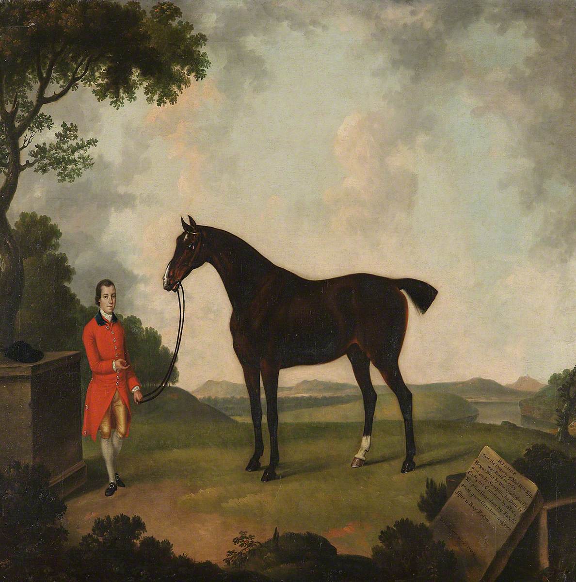 A Black Horse Called 'Bishop', with His Groom, in a Landscape