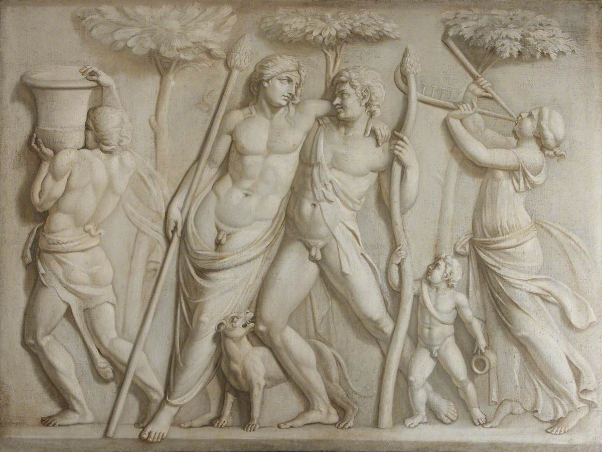 Dionysus, Bacchus, Ampelos, Silenus and a Maenad 