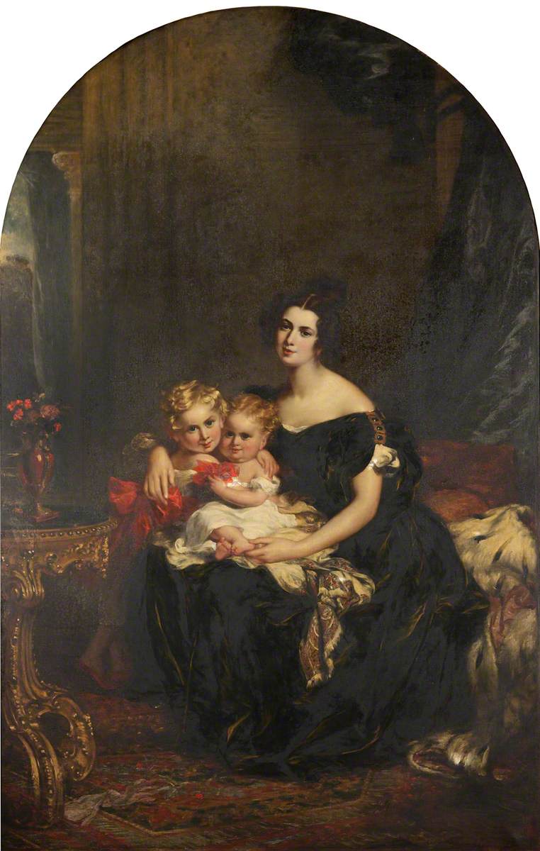 Elizabeth Acton (d.1850), Lady Throckmorton with Two of Her Children, Courtenay Throckmorton (1831–1854), and Mary Elizabeth Throckmorton (1832–1919)