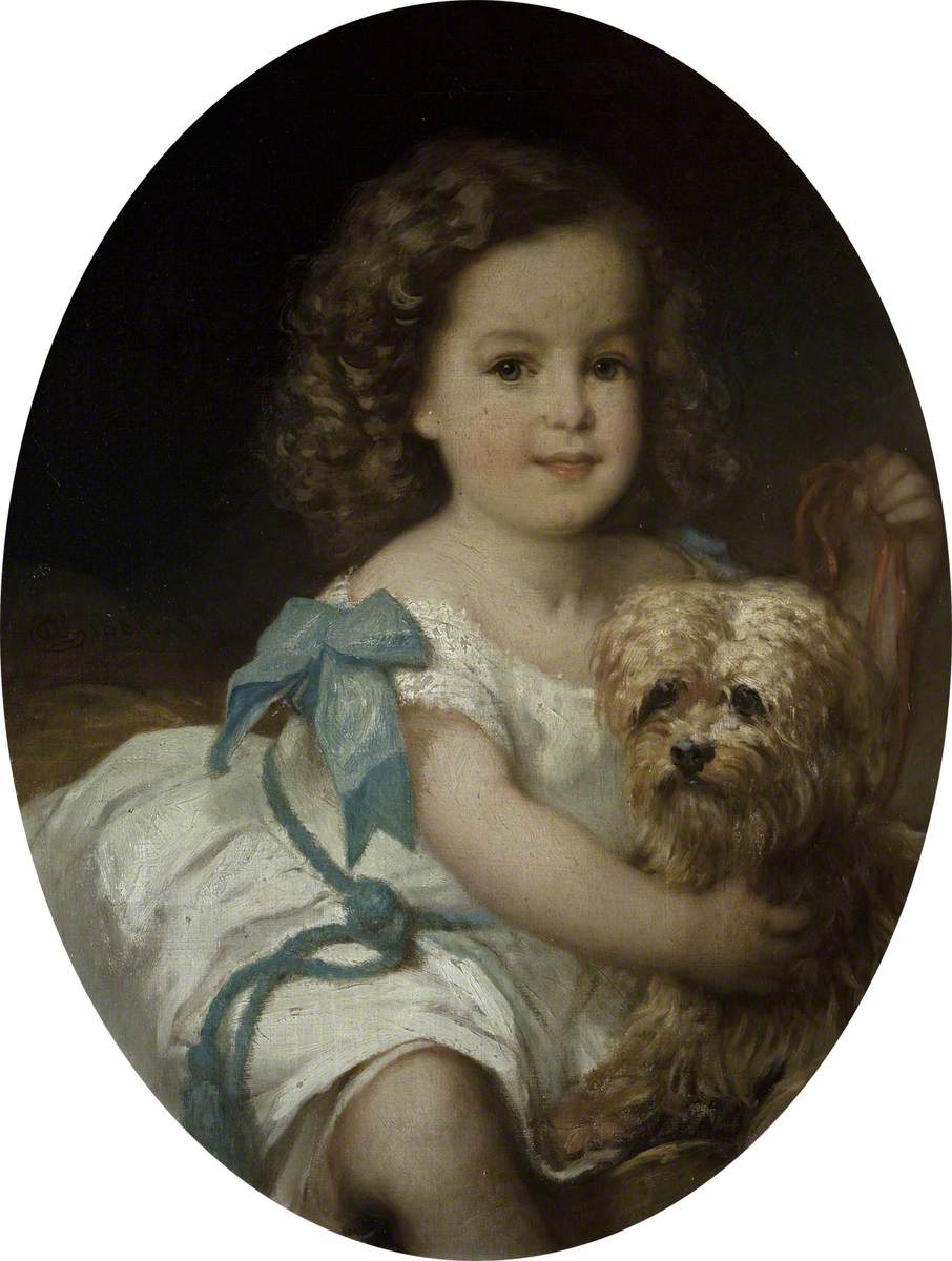 Portrait of a Young Child with a Dog