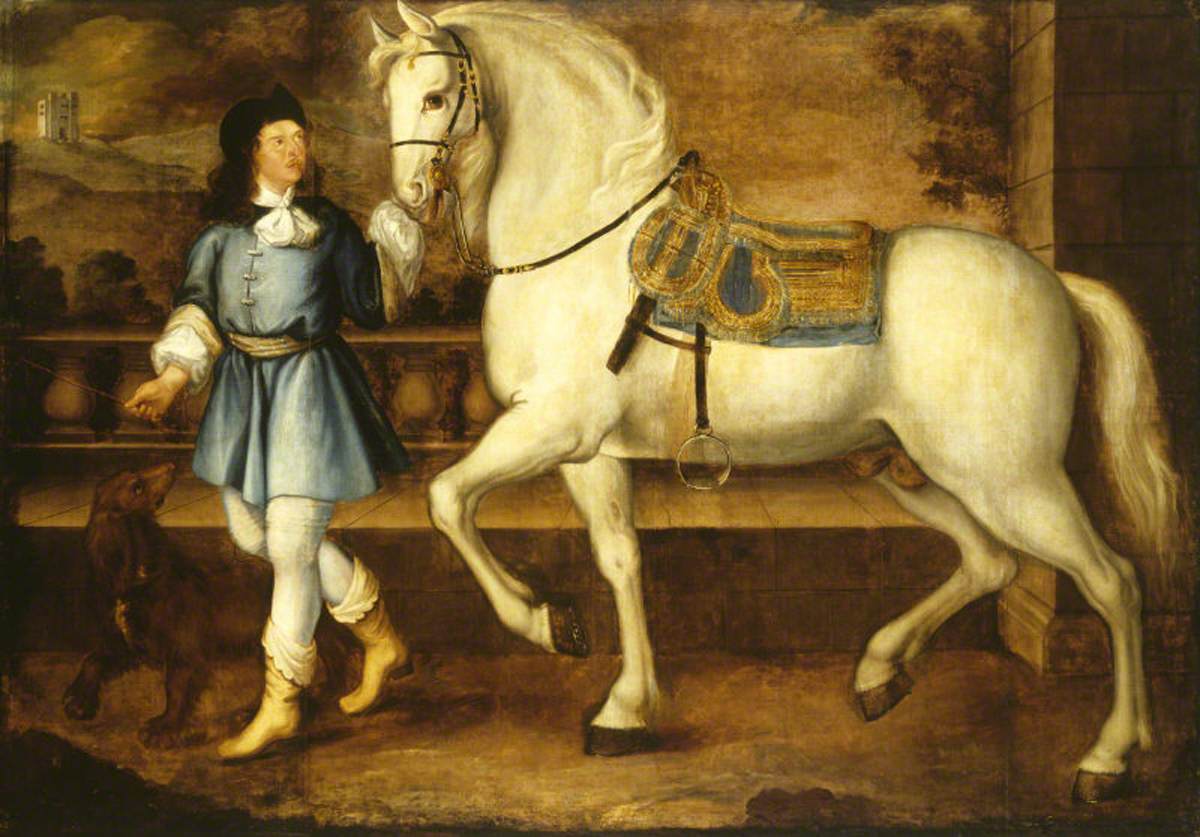 A Grey Stallion and an Attendant