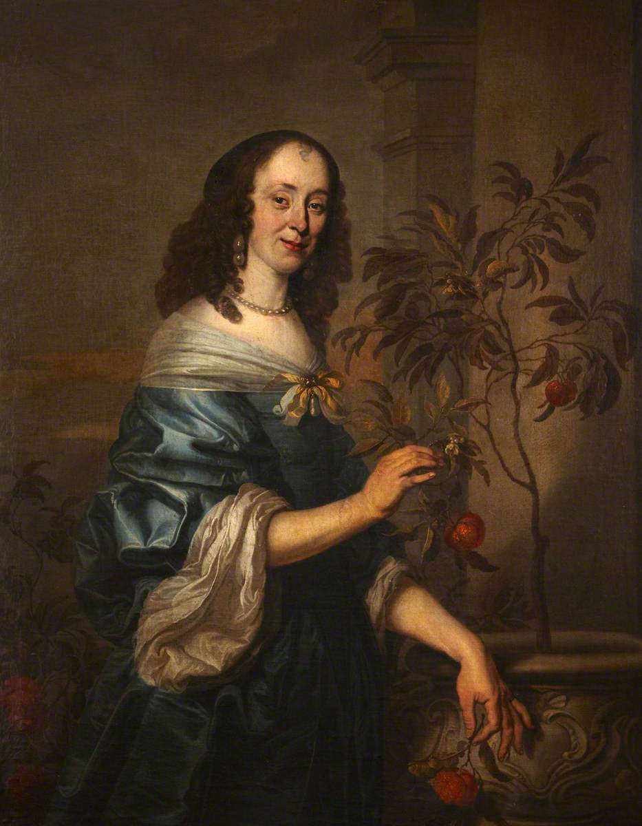 Portrait of an Unidentified Lady in a Blue Dress, Fingering an Orange Sapling
