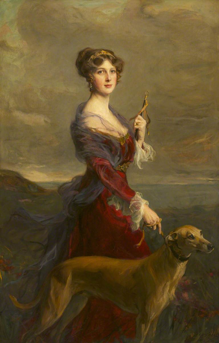 The Honourable Edith Helen Chaplin (1878–1959), Marchioness of Londonderry, DBE, with Her Favourite Greyhound, 'Fly'