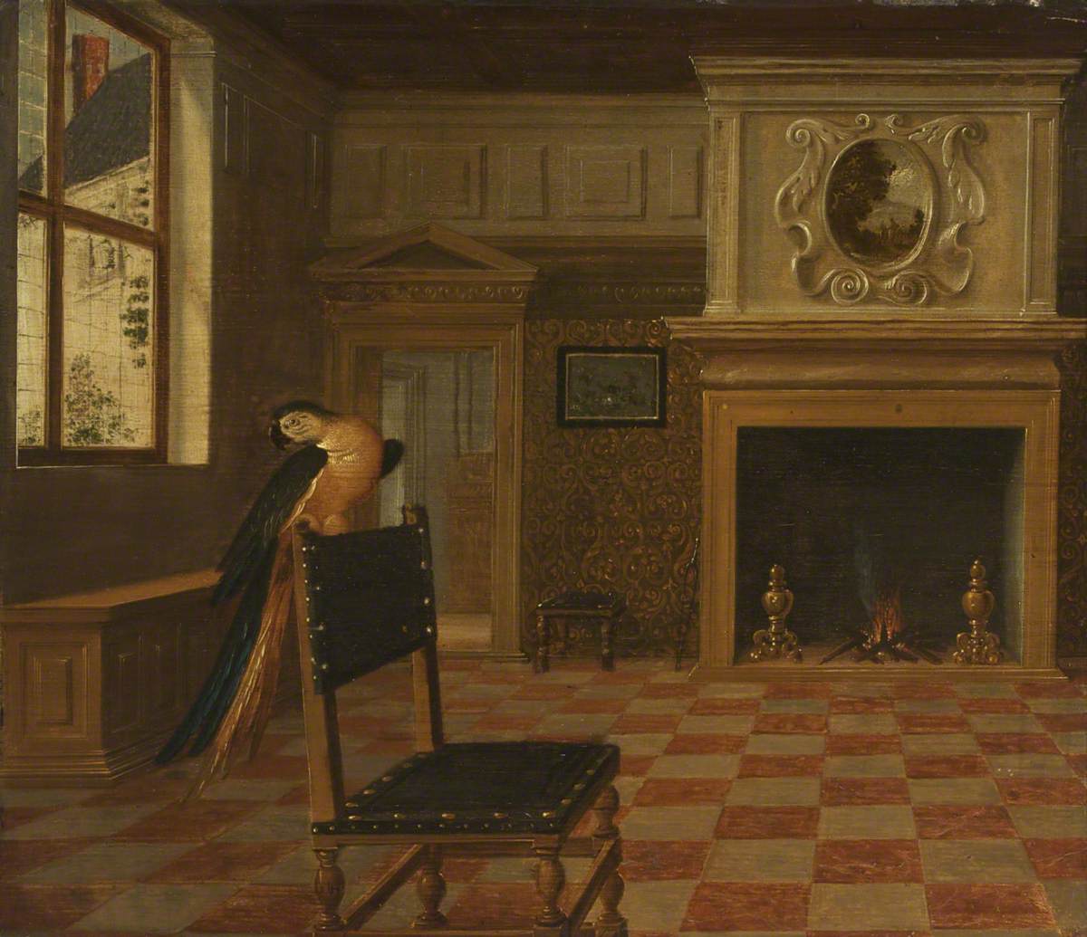 The Interior of a House with a Macaw on a Chair