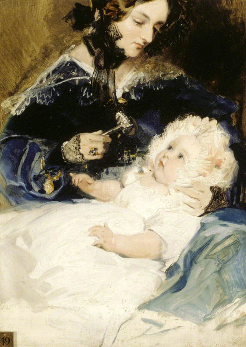 Lady Louisa Jane Russell (1812–1905), Duchess of Abercorn, with Her Daughter Lady Harriet Georgiana Louisa Hamilton (1834–1913), Later Countess of Lichfield